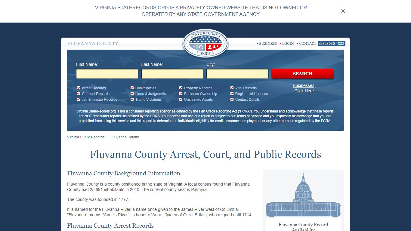 Fluvanna County Arrest, Court, and Public Records